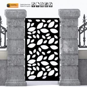 Laser Cut Garden Gate Panel: Iron Fence Leaf Design (DXF SVG Files)