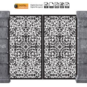 Elegant Garden Fence Laser Cut Design: Intricate Metal Panel (SVG, DXF Files)