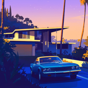 Exclusive GTA Villa & Car Digital Art Poster