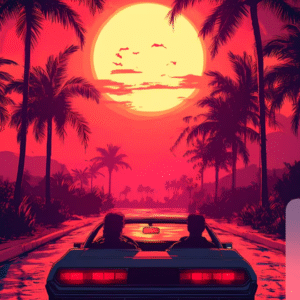 Romantic Sunset Gta Ride Poster